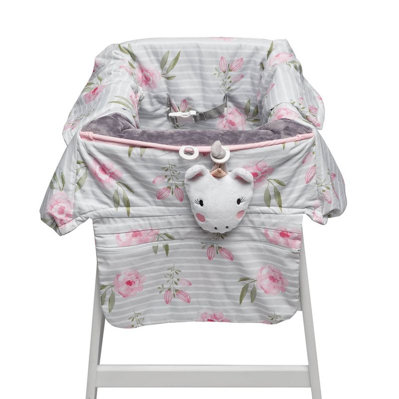 Boppy Preferred Shopping Cart and Restaurant High Chair Cover - Pink Gray Unicorn