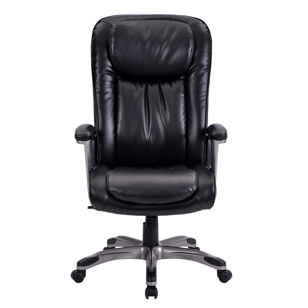 Homeoffice High-Back PU Leather Chair with Casters, Swivel, Adjustable Office Desk Chair, Black
