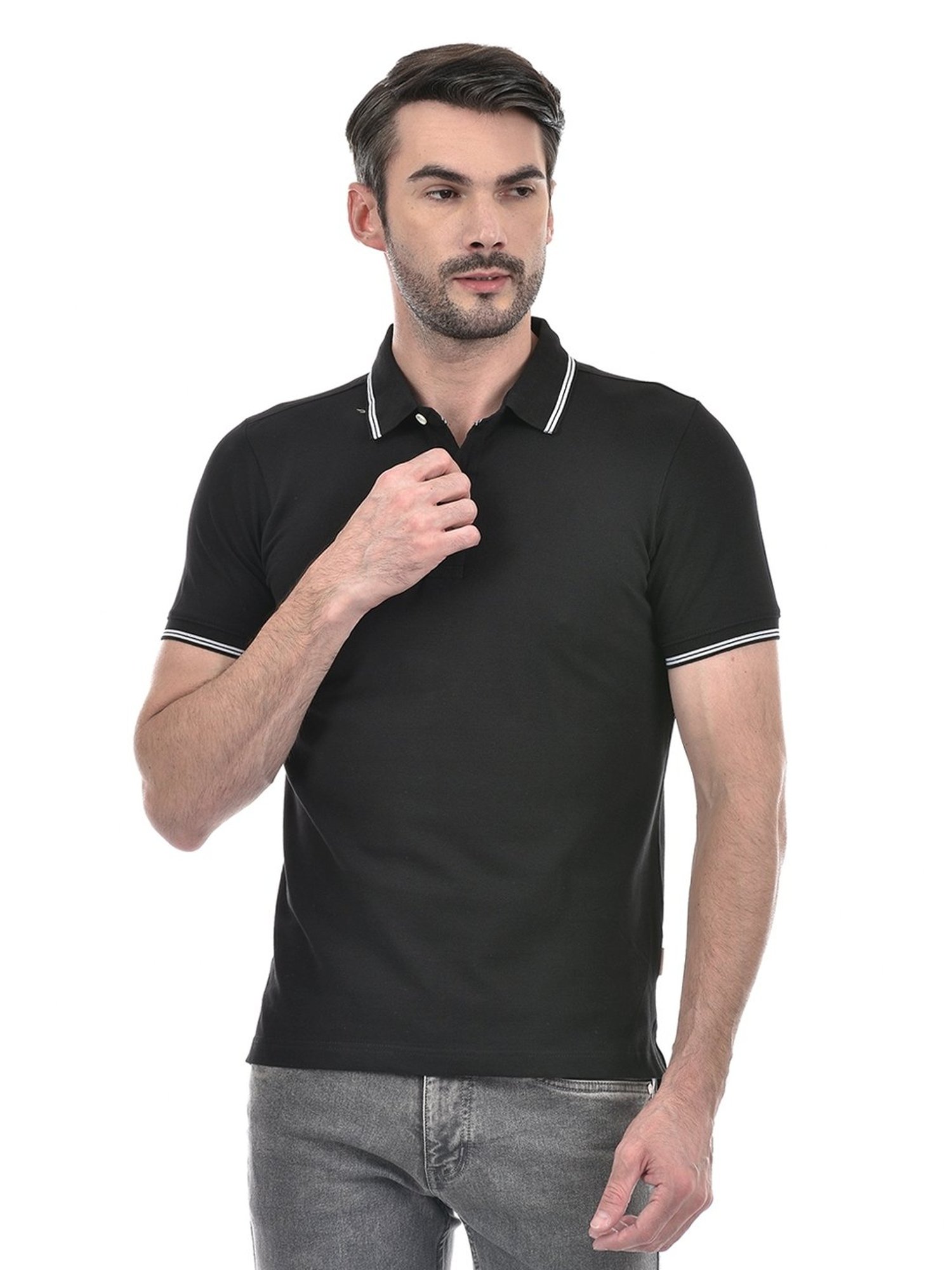 Numero Uno Black Regular Fit Polo T-Shirt