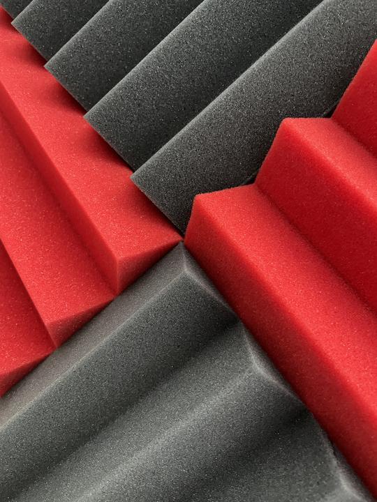 2" Red and Black Acoustic Wedge Soundproofing Studio Tiles 12 pack