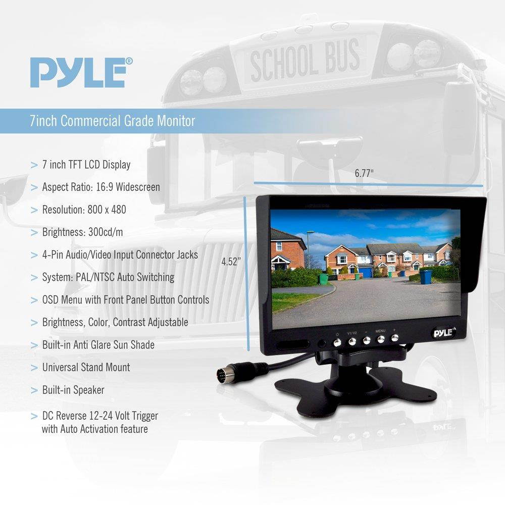 PYLE PLCMTR72 7" Commercial-Grade Weatherproof Backup Cameras & Monitor System
