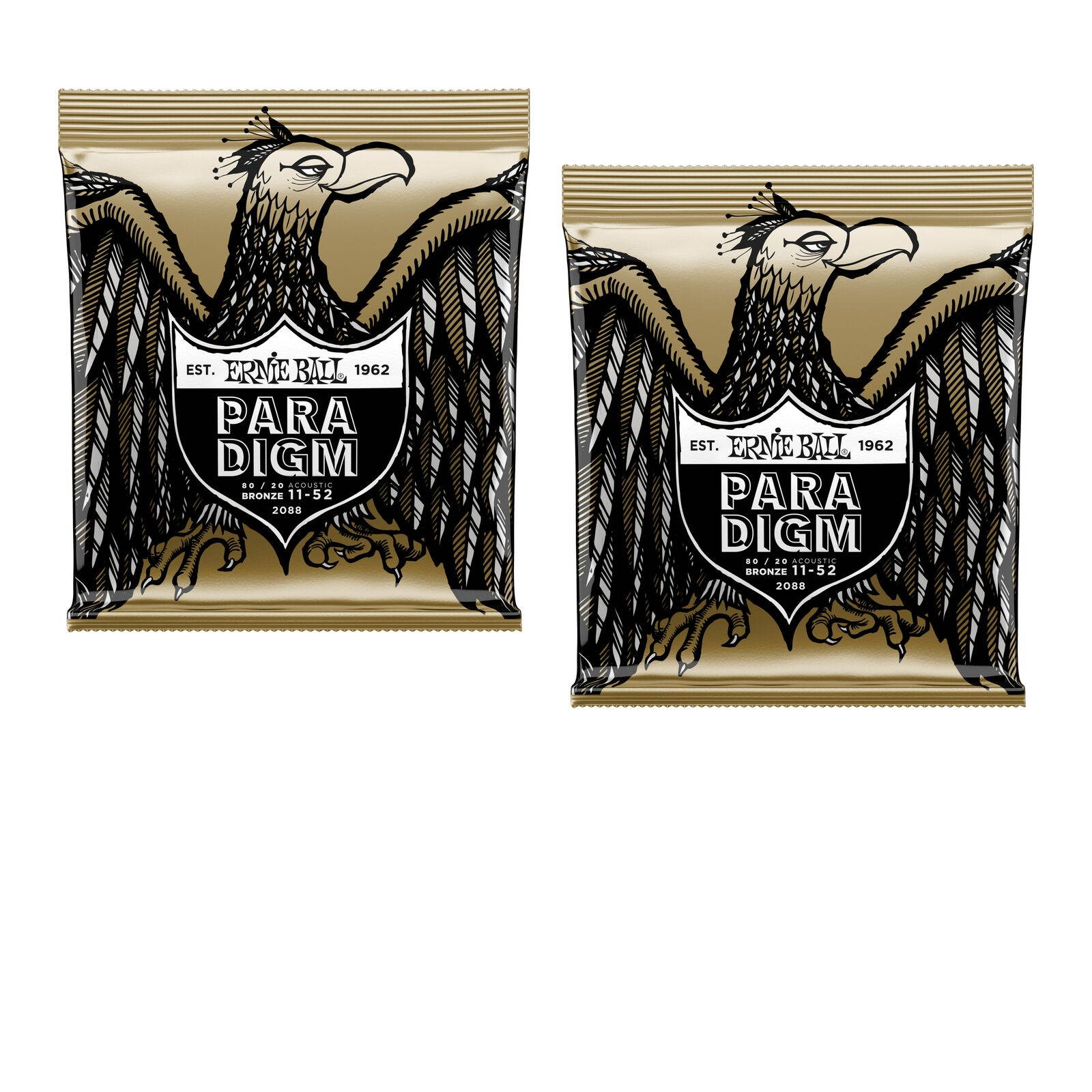 2 PACK Ernie Ball 2088 Paradigm 80/20 Bronze Acoustic Guitar Strings Light 11-52