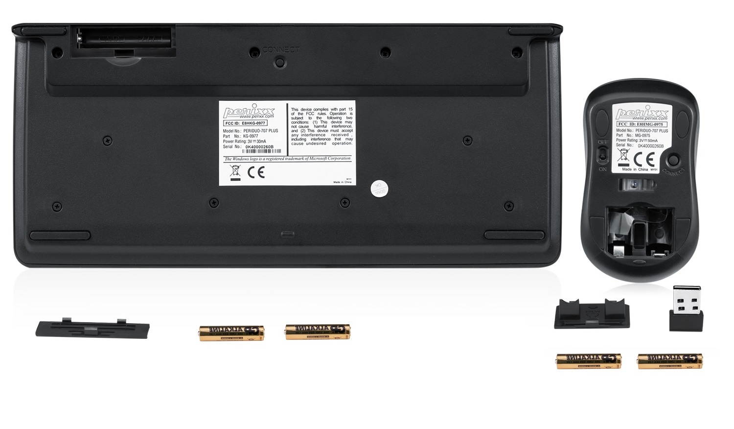 Perixx PERIDUO-712 Wireless Mini Keyboard and Mouse Set, Portable Compact Size 13 Multimedia Hot Keys Keyboard and 1000 DPI Optical Mouse Combo, Black, US Layout