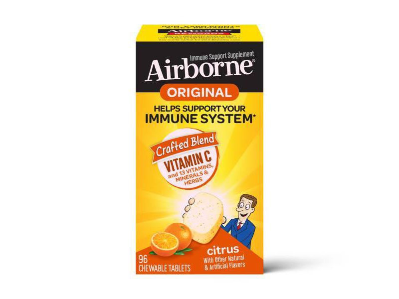 Airborne Immune Support Chewable Tablets with Vitamin C & Zinc - Citrus - 96ct