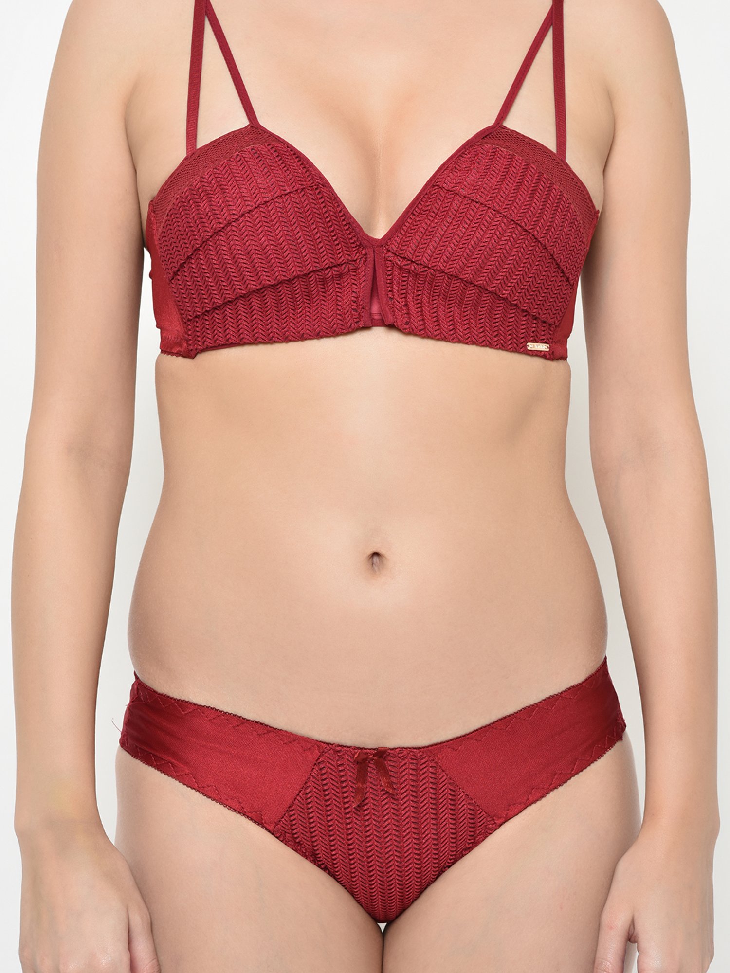 Da Intimo Maroon Bra With Bikini Panty