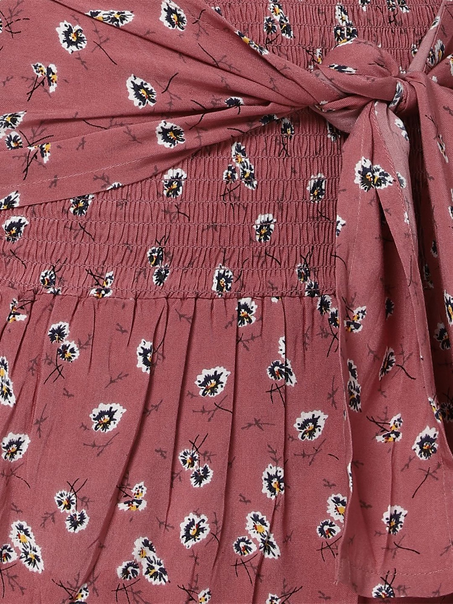 Forever 21 Pink Printed Crop Top With Skirt