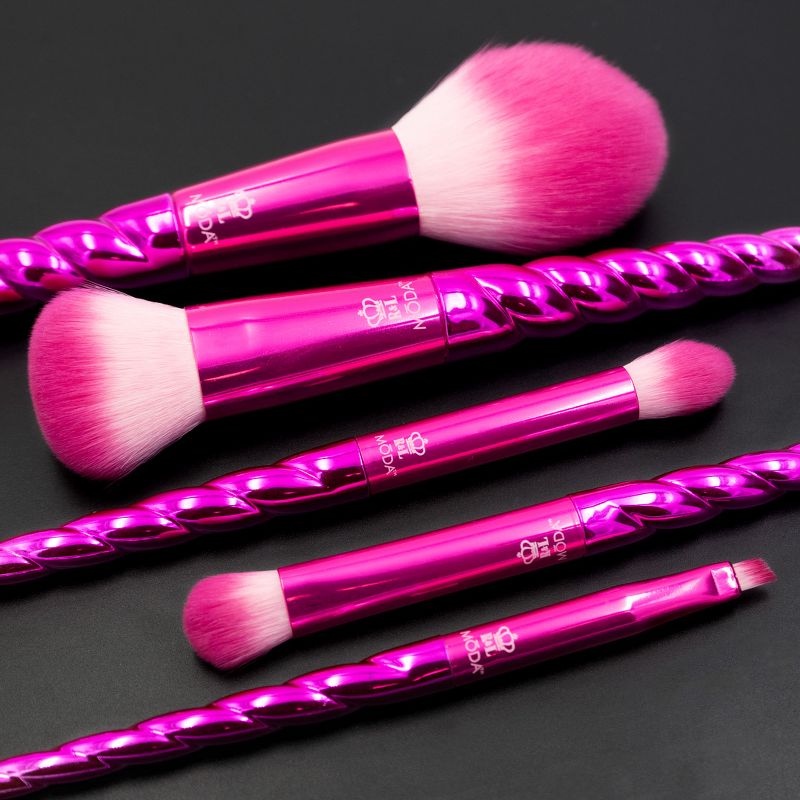 MODA Brush Mythical 5pc Wild Blush Makeup Brush Set, Includes - Complexion, Domed Shadow, Crease and Angle Eyeliner Brushes