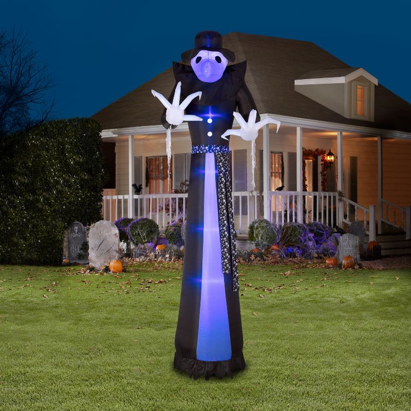 Gemmy Lightshow Airblown ShortCircuit Victorian Reaper Giant (Black Light) , 12 ft Tall, black