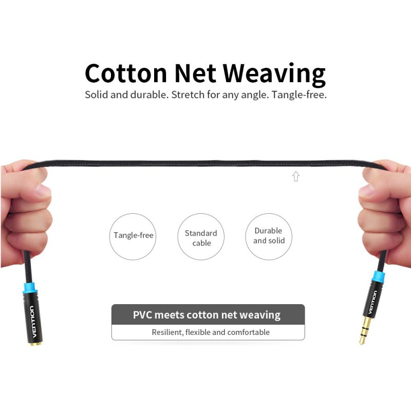 VENTION 3.5mm Audio Extension Cable Stereo Male to Female Audio Adapter AUX Cable for Car Smartphone PC MP3 2m/6.56ft(Black)