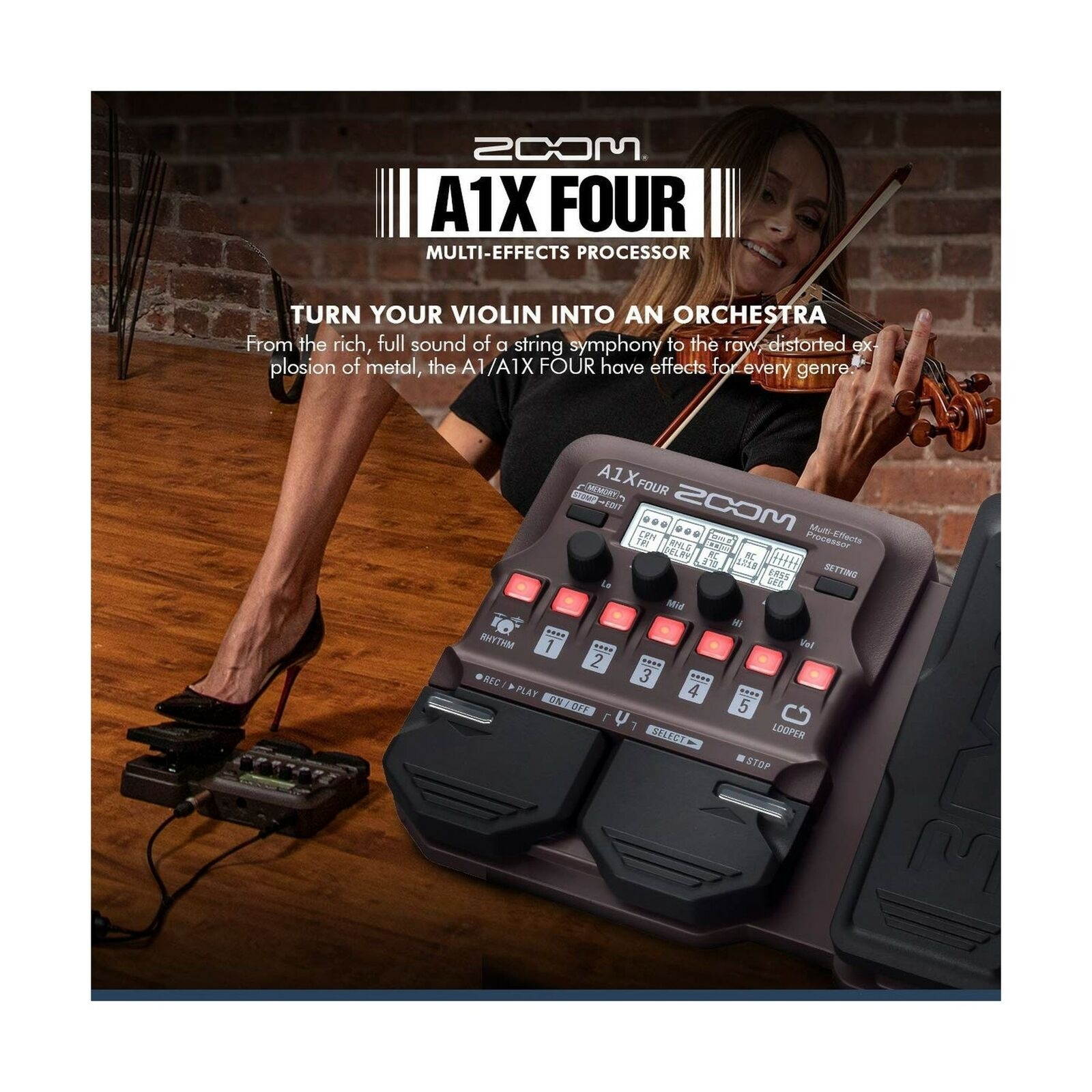 Zoom A1X FOUR Acoustic Instrument Multi-Effect Processor with Expression Peda...
