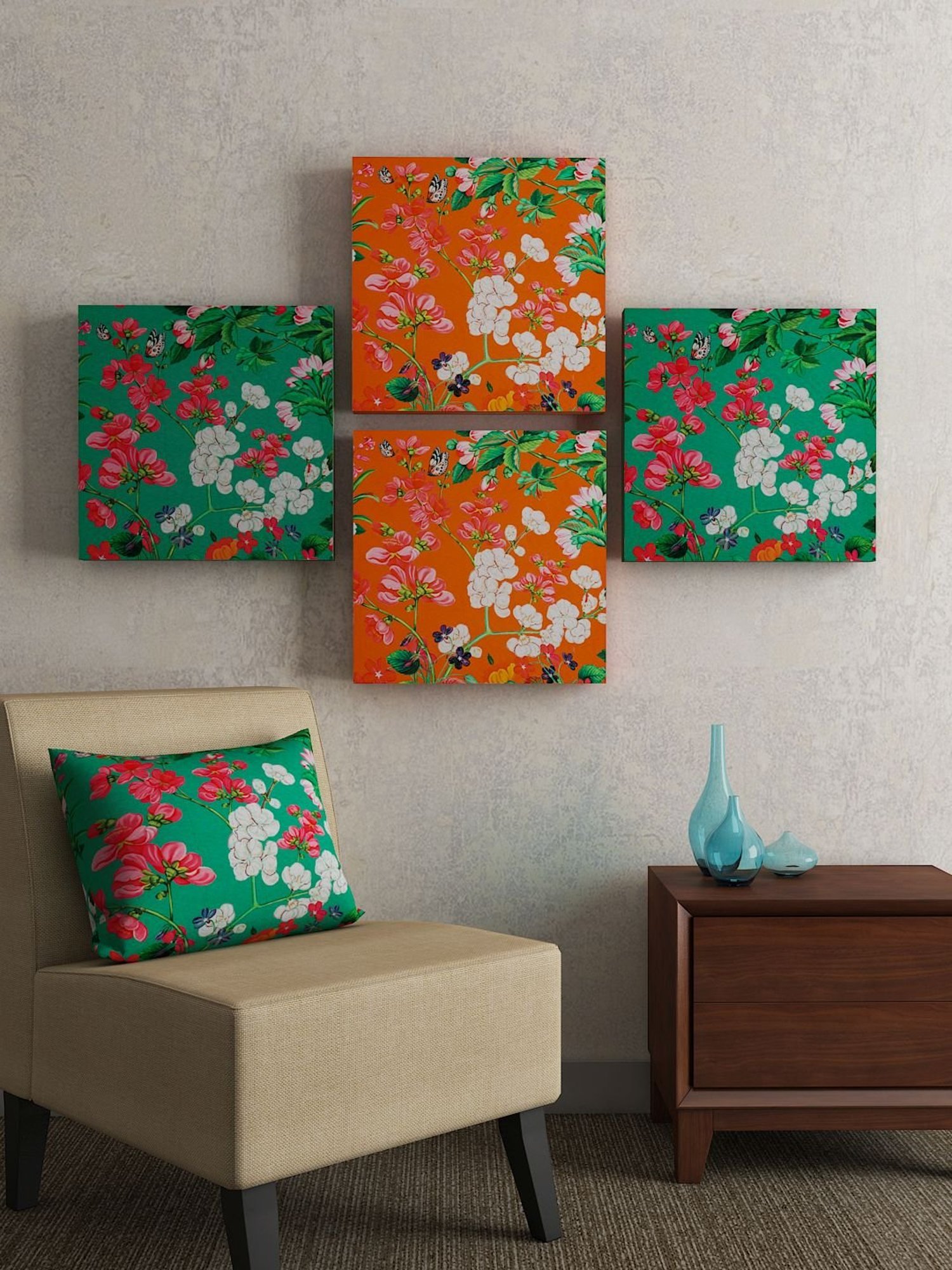 SEJ by Nisha Gupta Multicolor Framed Wall Arts - Set of 4