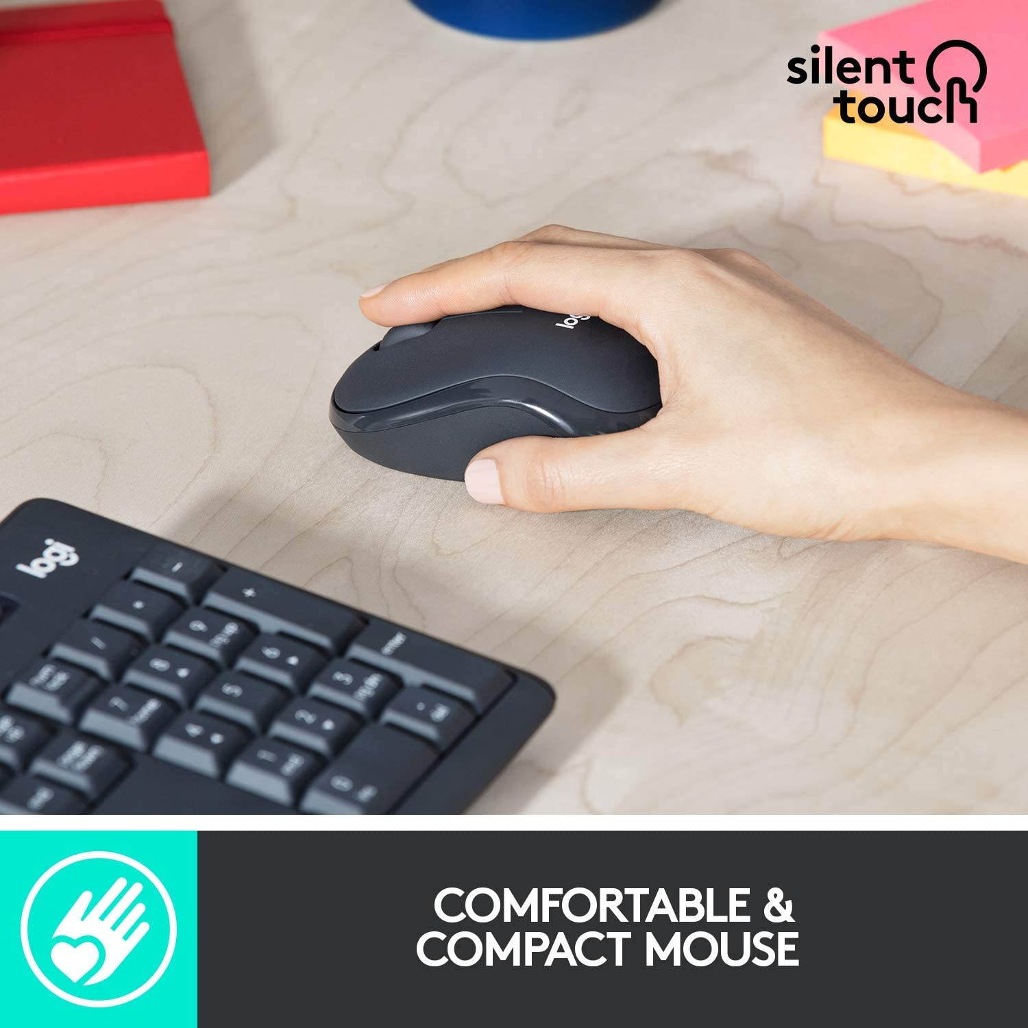 Updated Logitech MK295 Wireless Mouse & Keyboard Combo with SilentTouch Technology, Full Numpad, Advanced Optical Tracking, Lag-Free Wireless