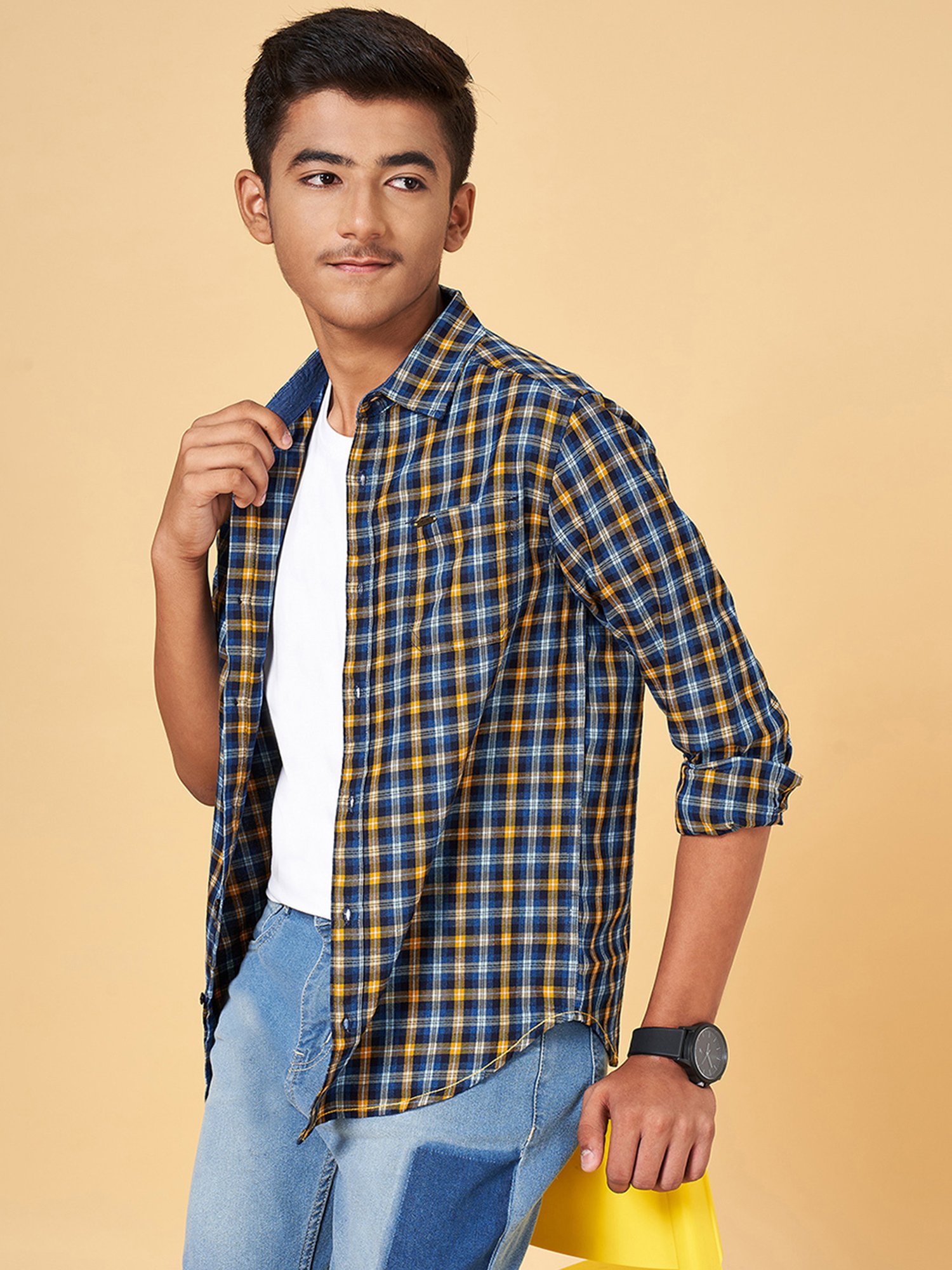 Coolsters by Pantaloons Kids Navy Checks Full Sleeves Shirt