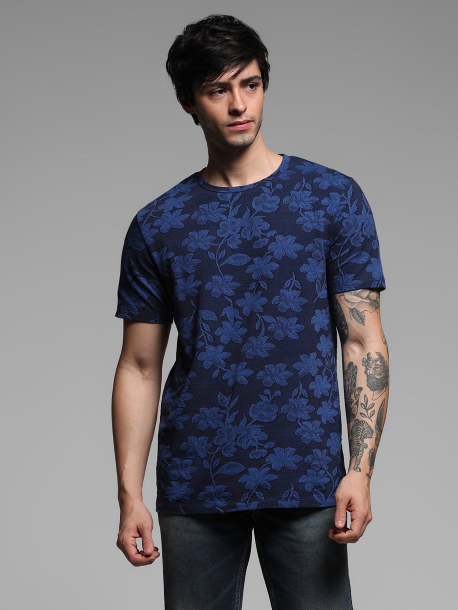 Jack & Jones Outer Space Cotton Slim Floral T-Shirt