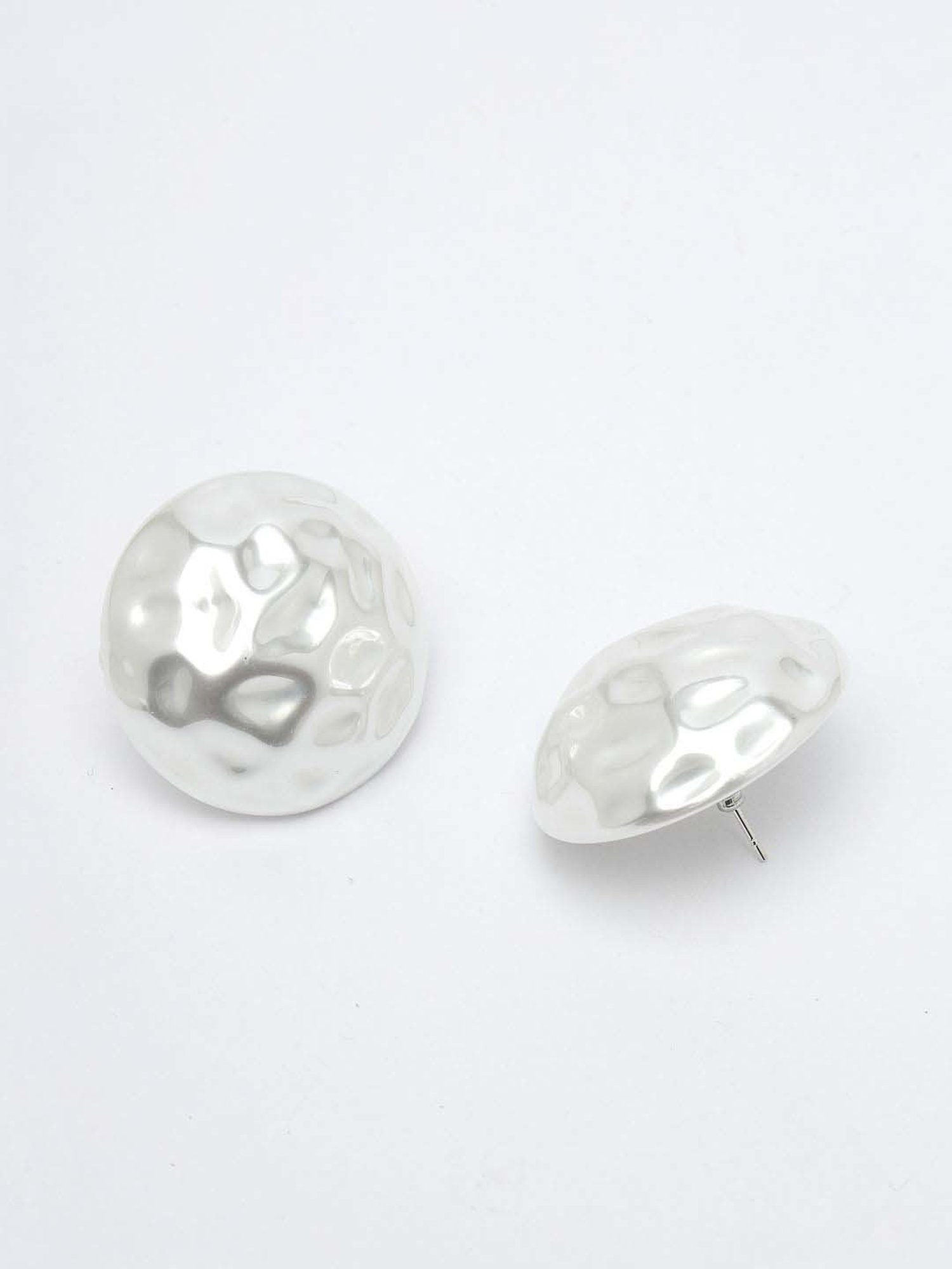 NVR White Circular Stud Earrings for Women