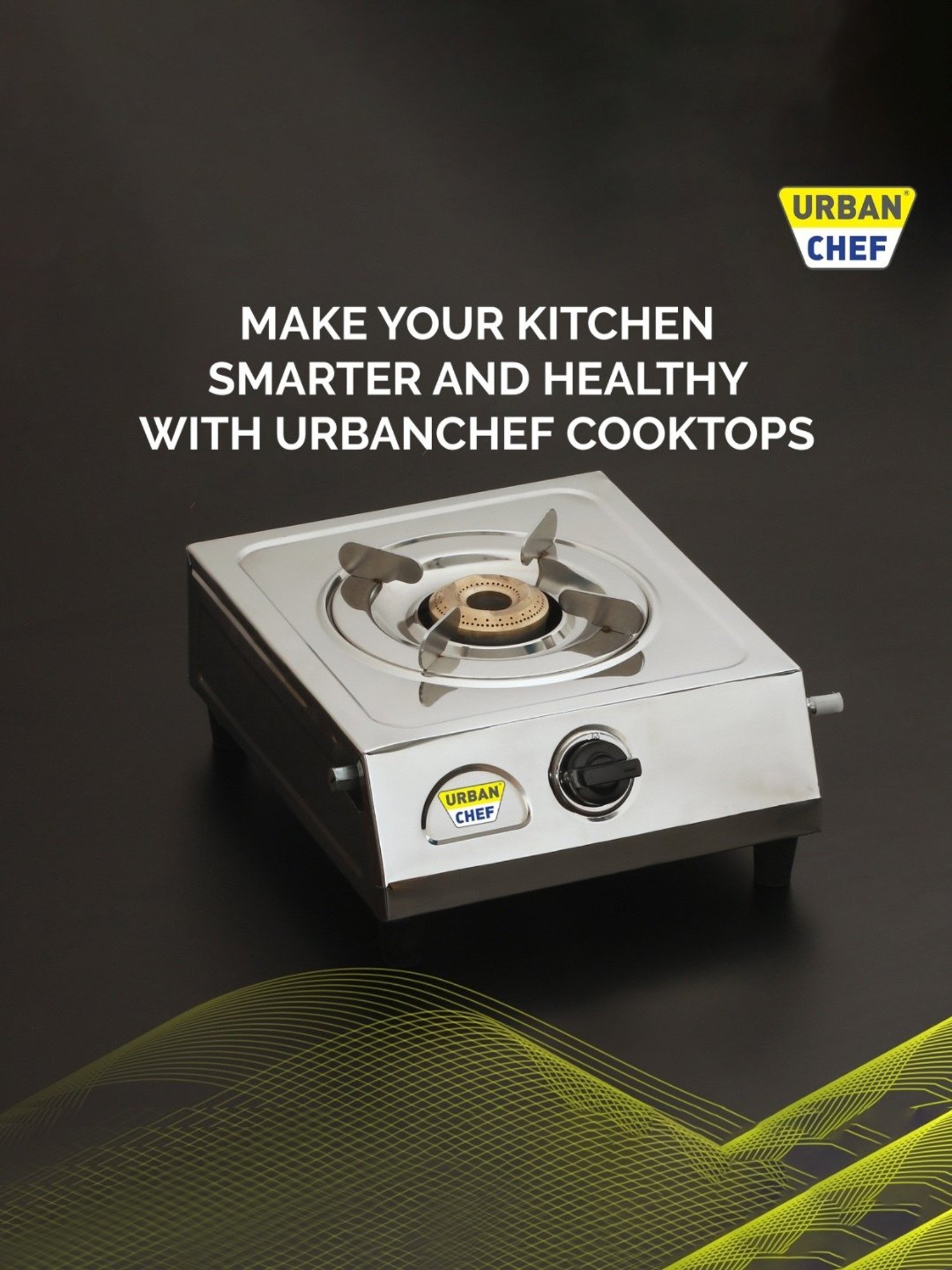 Urban Chef Gas Stove with Single Burner ( Silver )