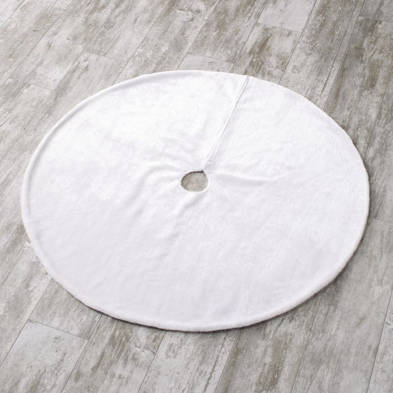 Lakeside 48" Snowy Burlap Christmas Tree Skirt with Doily Cloth