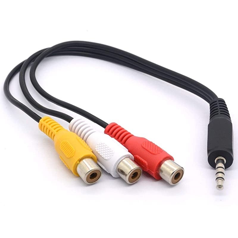 to RCA Audio Splitter Cable mm Mini 18 TRS Stereo Male to 3 RCA Female Jack Adapter Cord 25cm mm Male Straight to 3RCA Female
