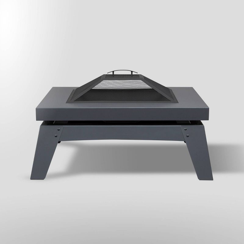 Breton Square Wood Fire Pit Gray - Real Flame