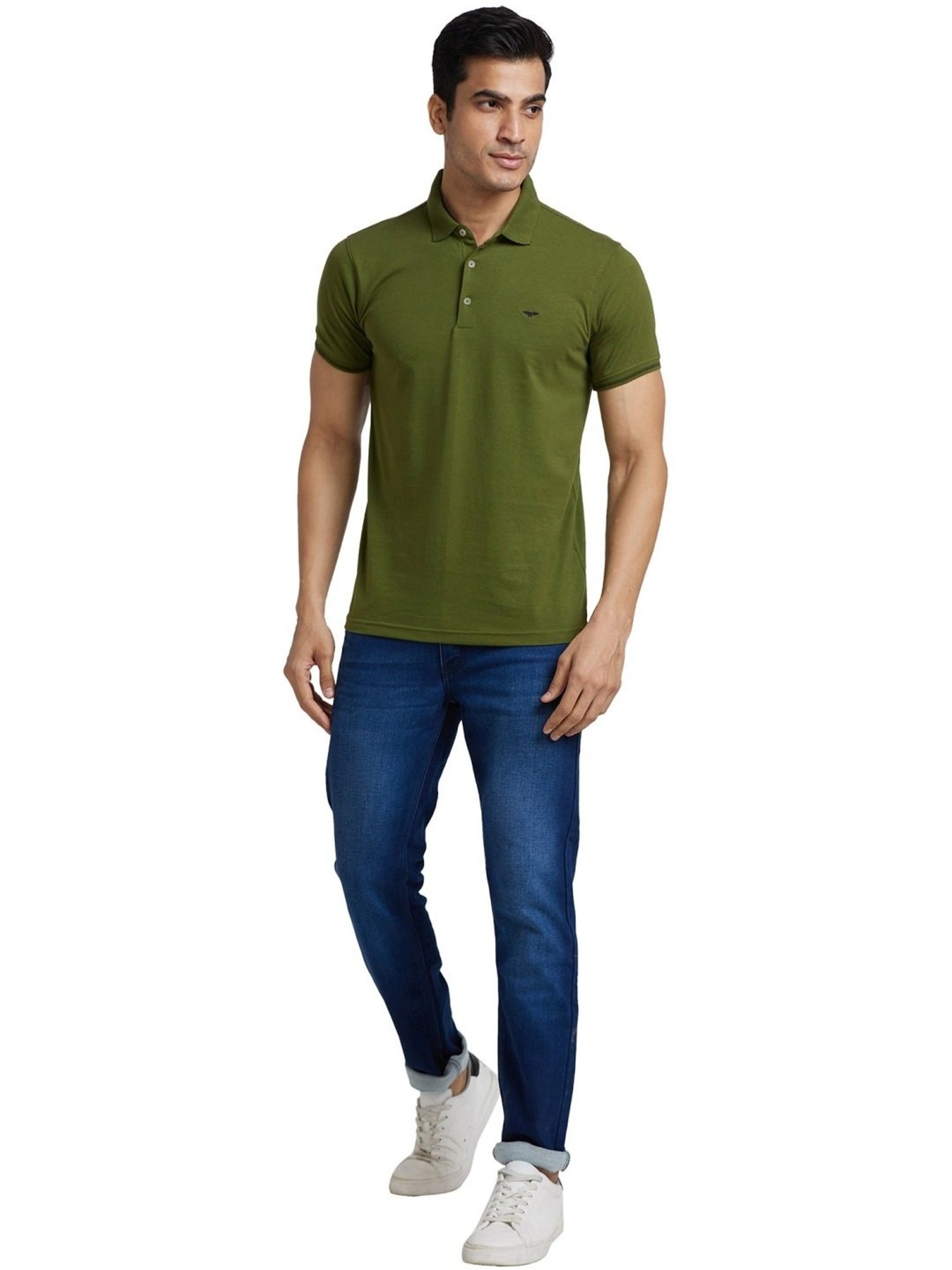 Park Avenue Dark Green Slim Fit Polo T-Shirt