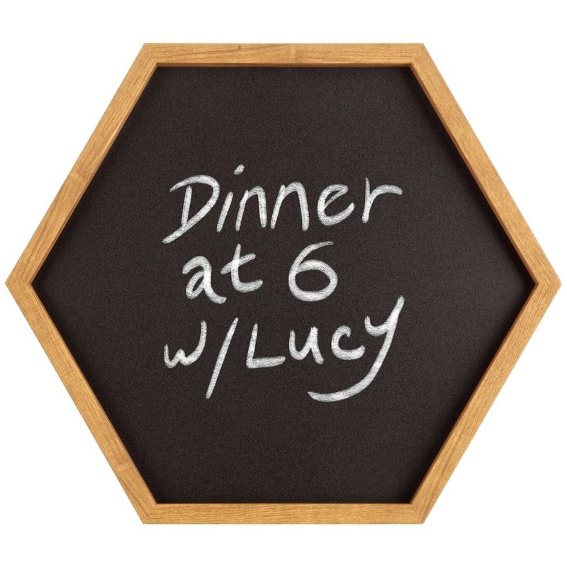 3pc Wood Hexagon Dry Erase Chalkboard/Pinboard Wall Organizer Set Natural - Gallery Solutions