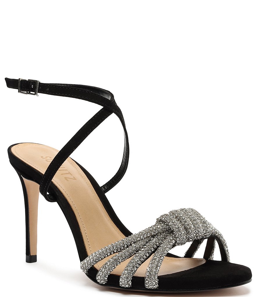 Schutz Knory Jewel Embellished Knotted Suede Dress Sandals