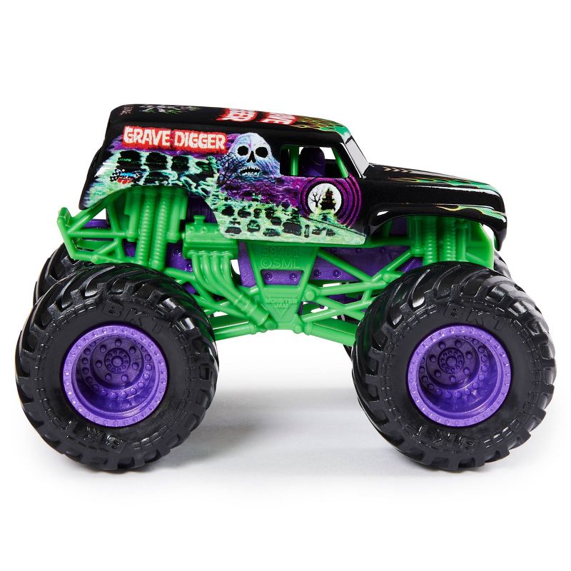 Monster Jam Official Grave Digger 1:64 Scale Monster Truck and 5" Grim Creatures Action Figure - Metallic Purple