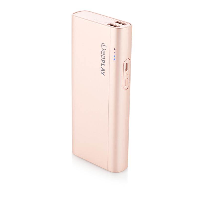 iDeaPLAY 10,000mAh 2 USB External Battery Power Bank for Phones and Tablets - Gold