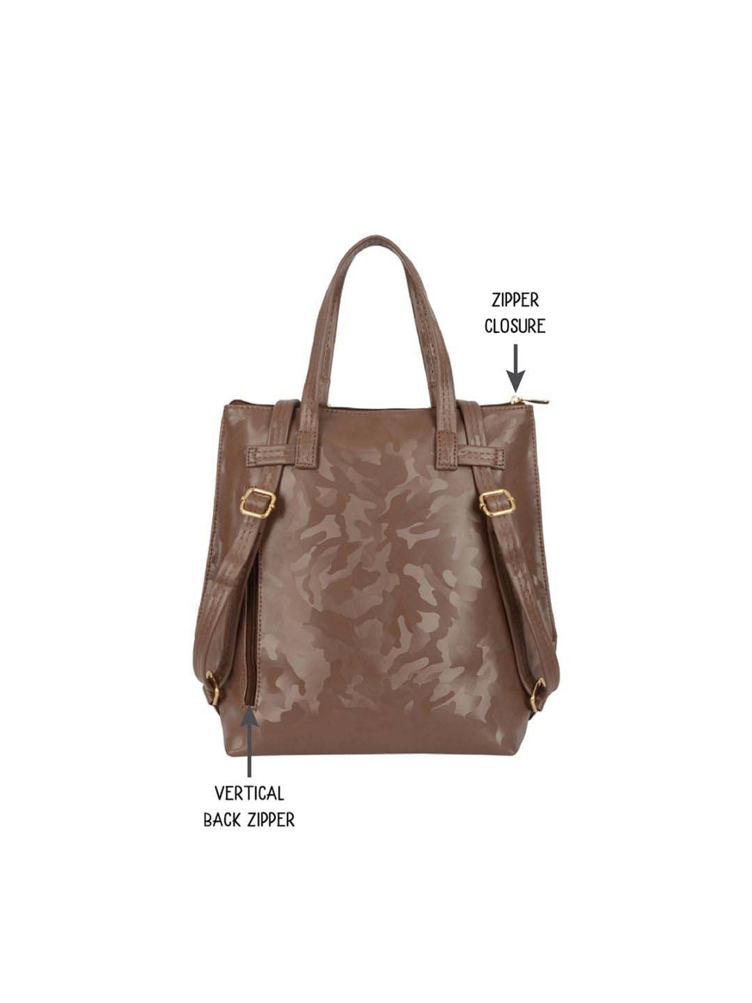 Baggit Mauve PVC Printed Backpack - 11.88 Ltrs