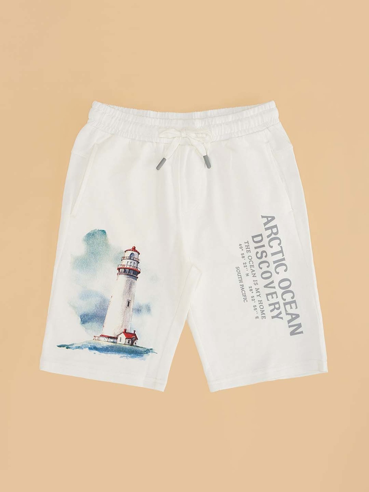 Pantaloons Junior Kids White Cotton Printed Shorts