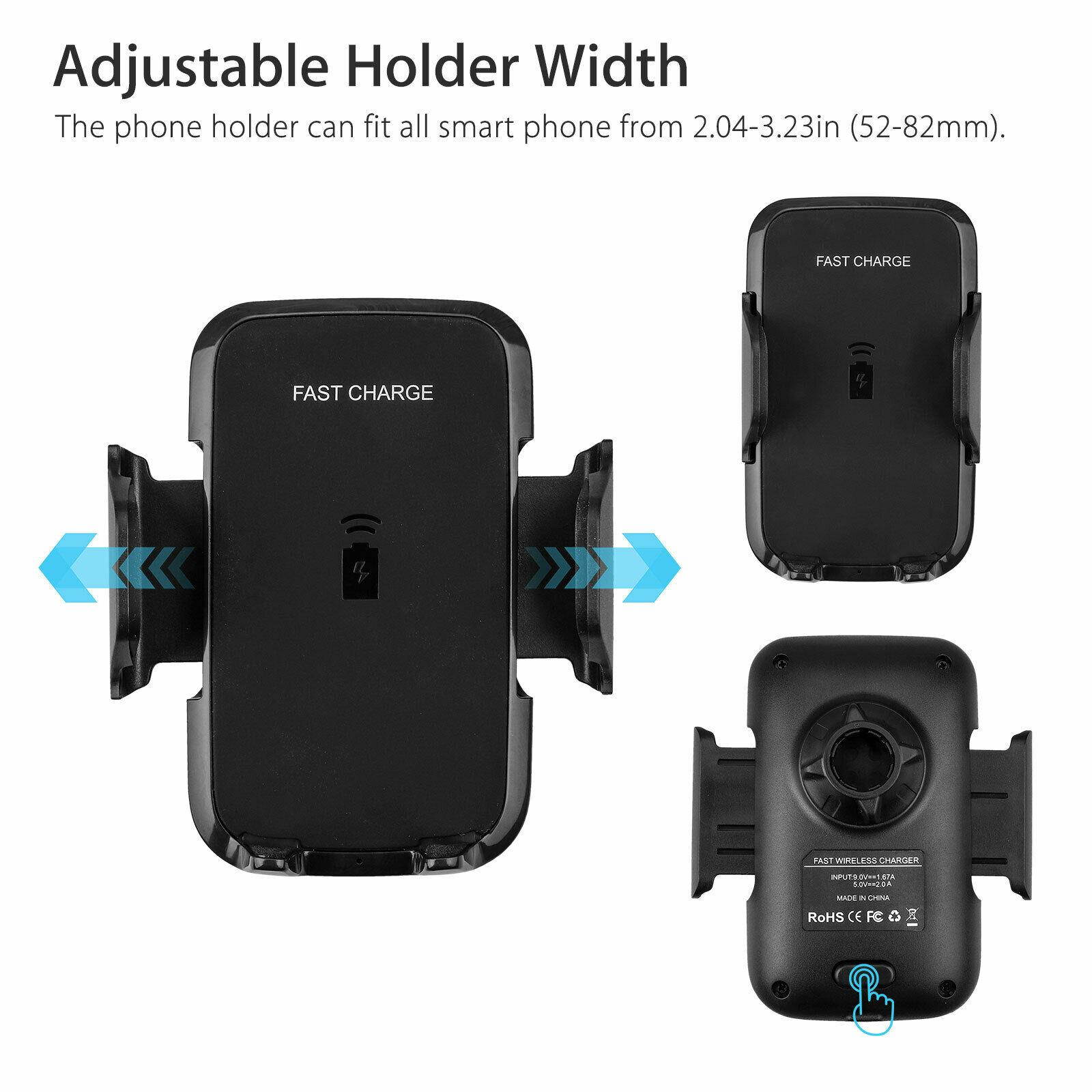 360 Degree Car Cup Holder Wireless Charger Stand Mount for iPhone 8 X Cell Phone