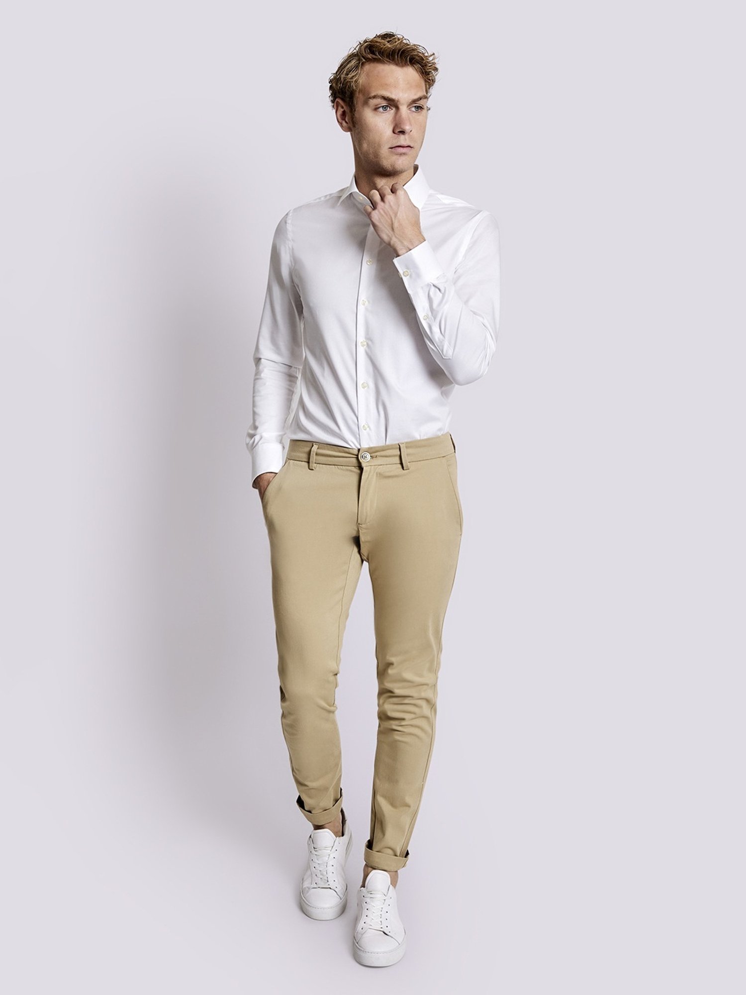 Bruun & Stengade Beige Slim Fit Chinos