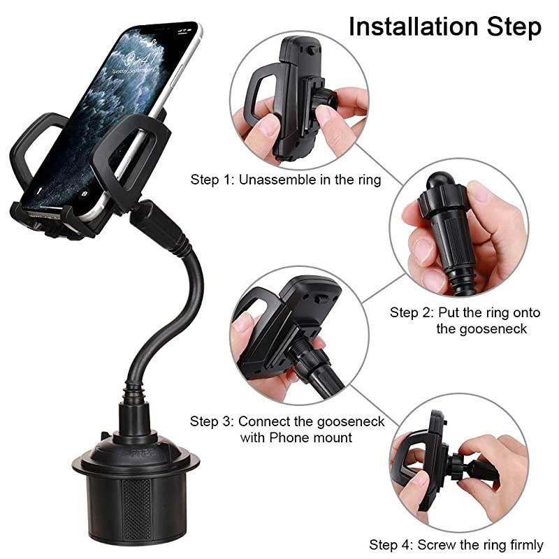 Adjustable Gooseneck Cell Phone Mount Stand Car Cup Drink Holder 360 Degrees Rotation Car Cradle for iPhone Samsung Galaxy Huawei etc