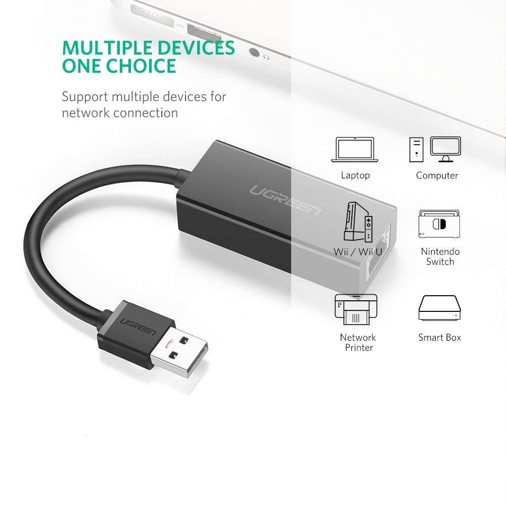 Wanmingtek Ethernet Adapter USB 2.0 to 10/100 Network RJ45 Lan Wired Adapter for Windows 10 8 8.1 7 XP Mac OS laptop PC Chromebook Smart, Black
