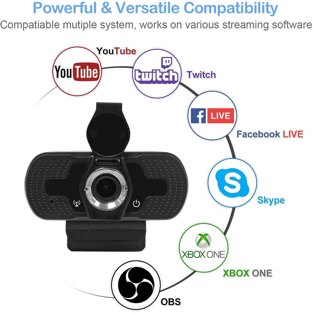 1080P Webcam with Microphone & Privacy Cover - NexiGo 110-degree Wide Angle Widescreen USB HD Camera, Plug and Play, Laptop Computer Web Cam for Zoom YouTube Skype FaceTime Hangout OBS