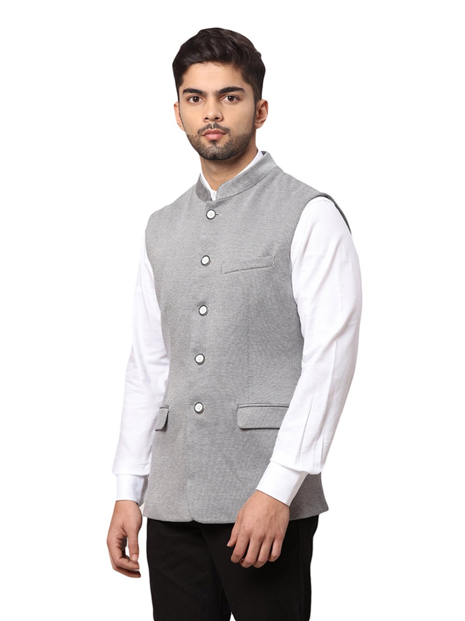 Park Avenue Grey Slim Fit Nehru Jacket