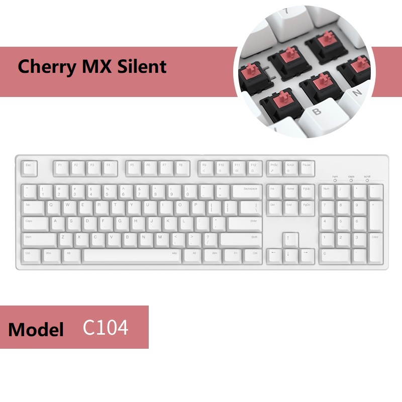 iKBC C200  87 Keys TKL Mechanical Keyboard with Cherry MX Silent  Red Switch, Black  PBT Double Shot Keycap, N-Key Rollover and 6 Anti-ghosting Keys( No Light Version)