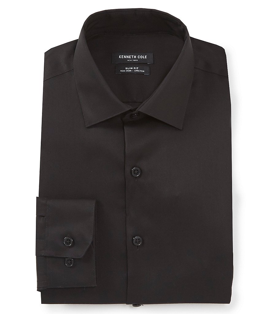 Kenneth Cole New York Non-Iron Slim Fit Spread Collar Solid Dress Shirt