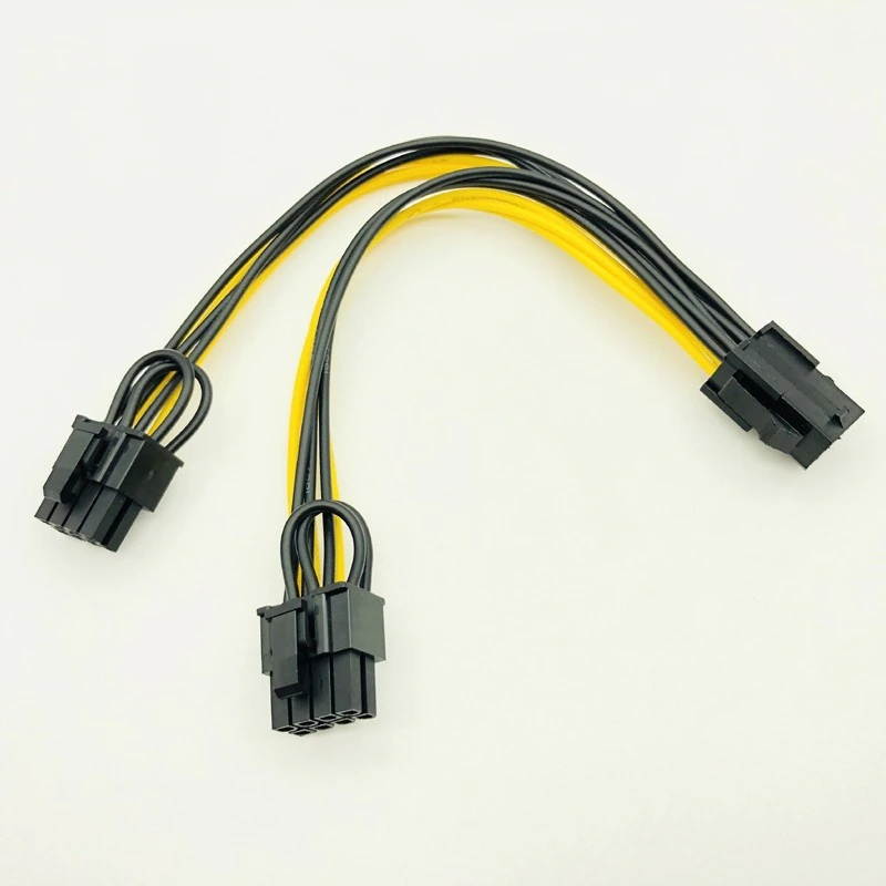 5PCS PCI-E 6-pin to Dual 6+2-pin (6-pin/8-pin) Power Splitter Cable Graphics Card PCIE PCI Express 6Pin to Dual 8Pin Power Cable