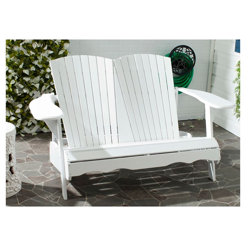 Salinas Wood 3-Seater Patio Adirondack Bench - White - Safavieh