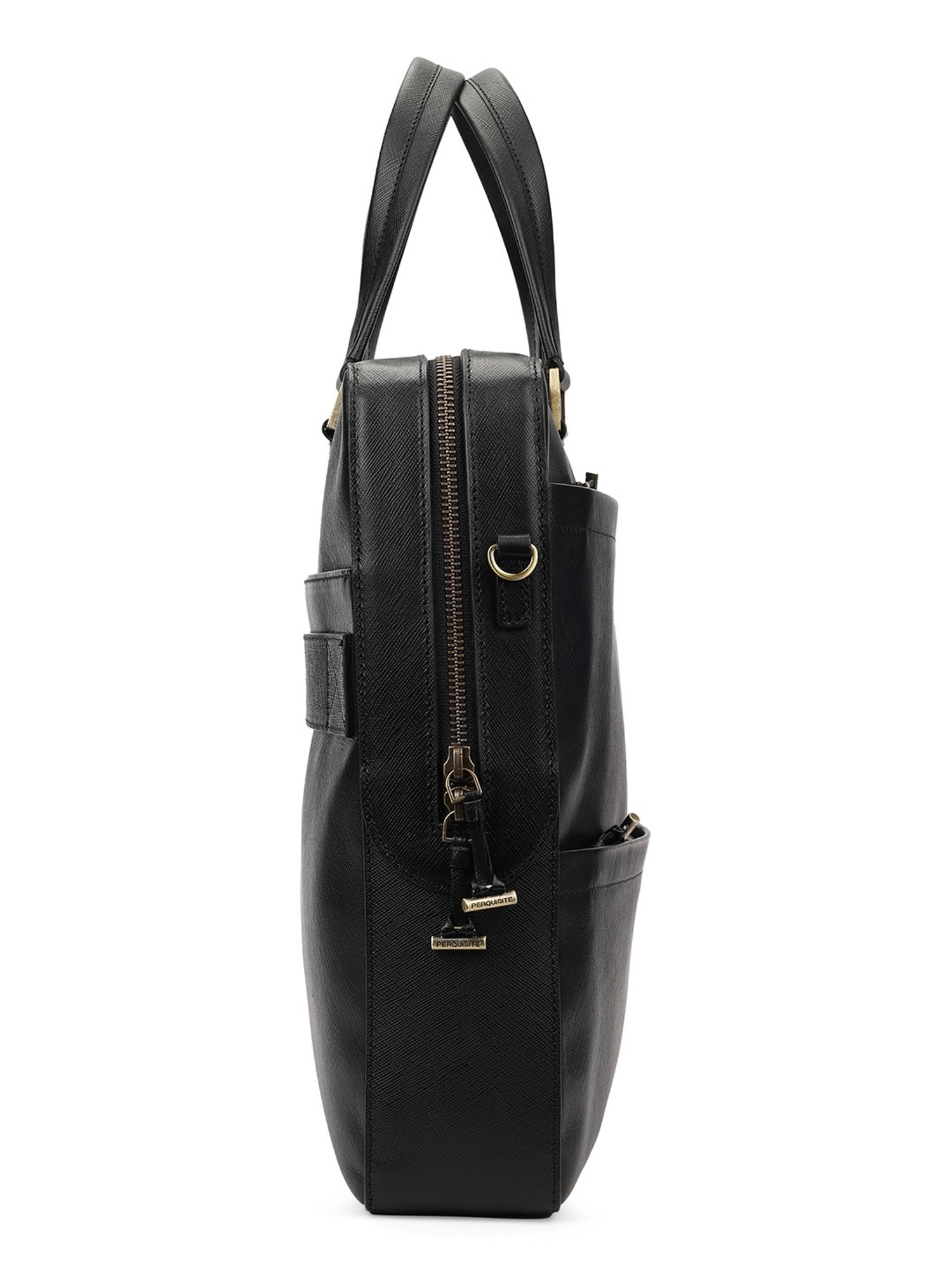 PERQUISITE PERRY Black Leather Medium Messenger Bag