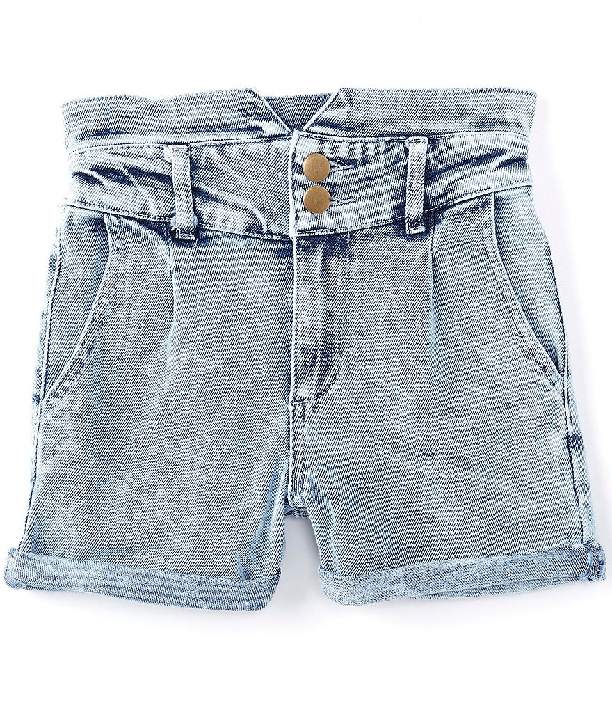 GB GB Girls Big Girls 7-16 Pleated Roll-Cuff Denim Shorts