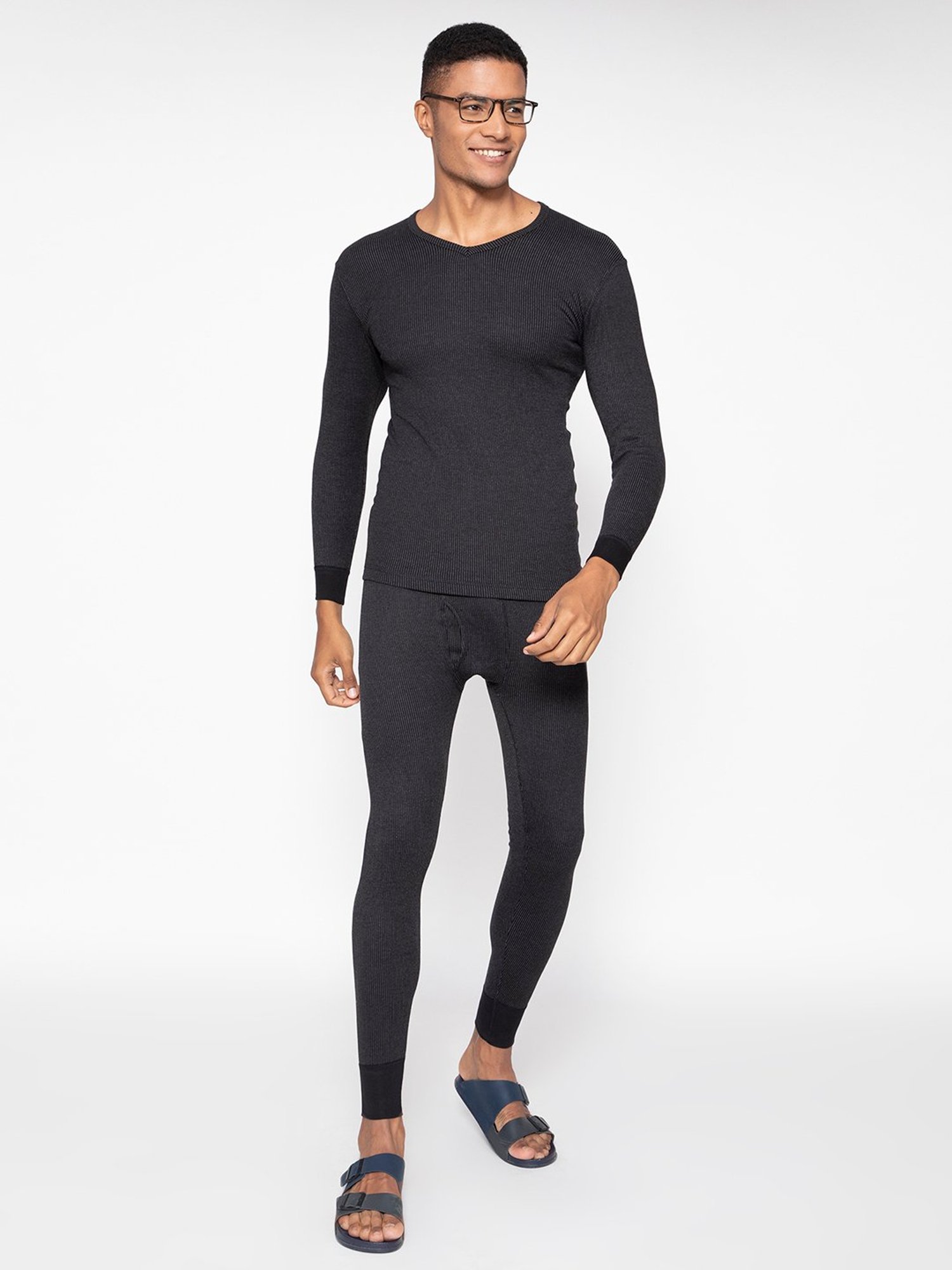 Sporto Black Striped Thermal Top
