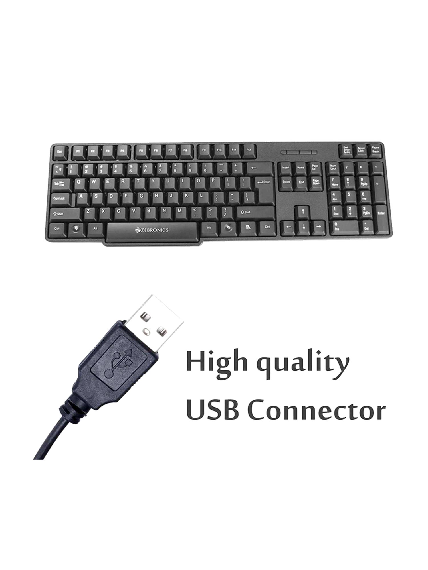 Zebronics K20 Wired Keyboard and Power Optical Mouse Combo Set (Black)