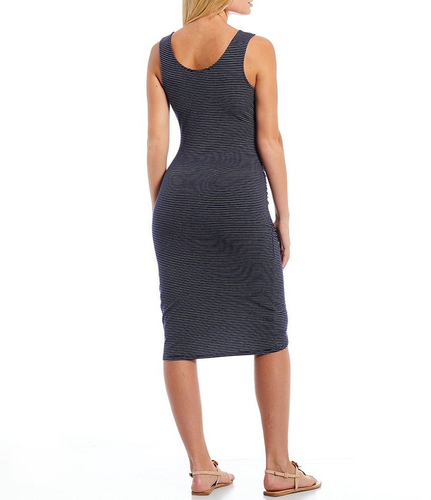 Eliza J Mock Halter High Neck Tiered Midi Dress