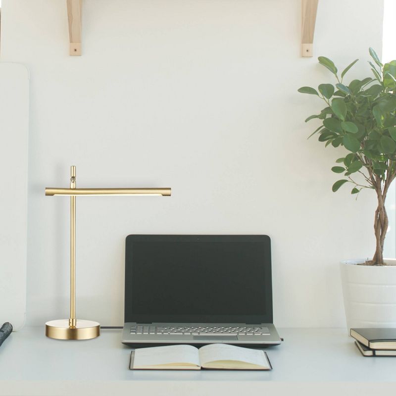 15" West Desk Lamp with Dimmer Rotary Switch (Includes LED Light Bulb) Matte Brass - Globe Electric