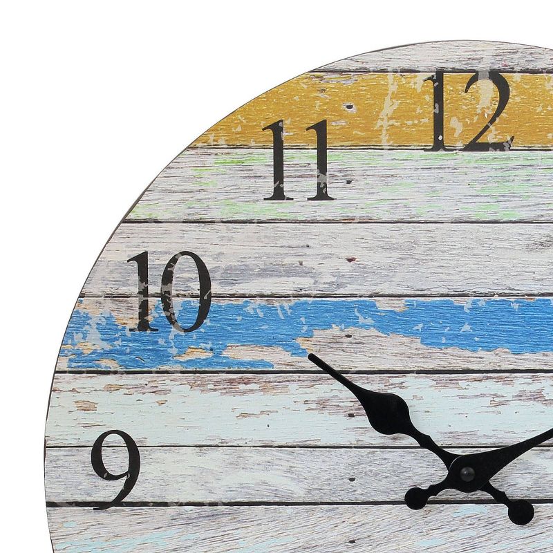 14" Round Wooden Wall Clock Blue/White - Stonebriar Collection