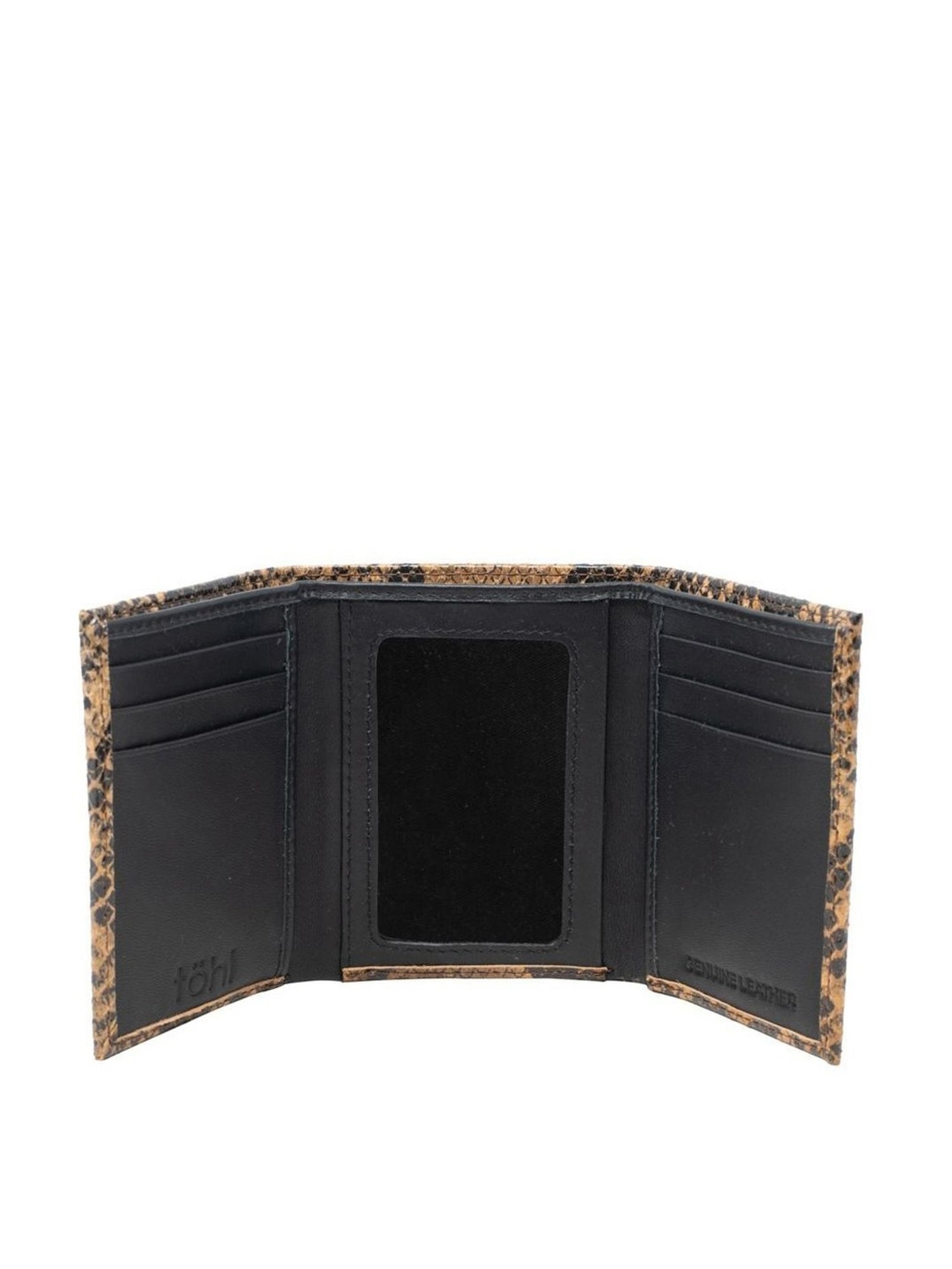 Tohl Beige Casual Leather Tri-Fold Wallet for Men