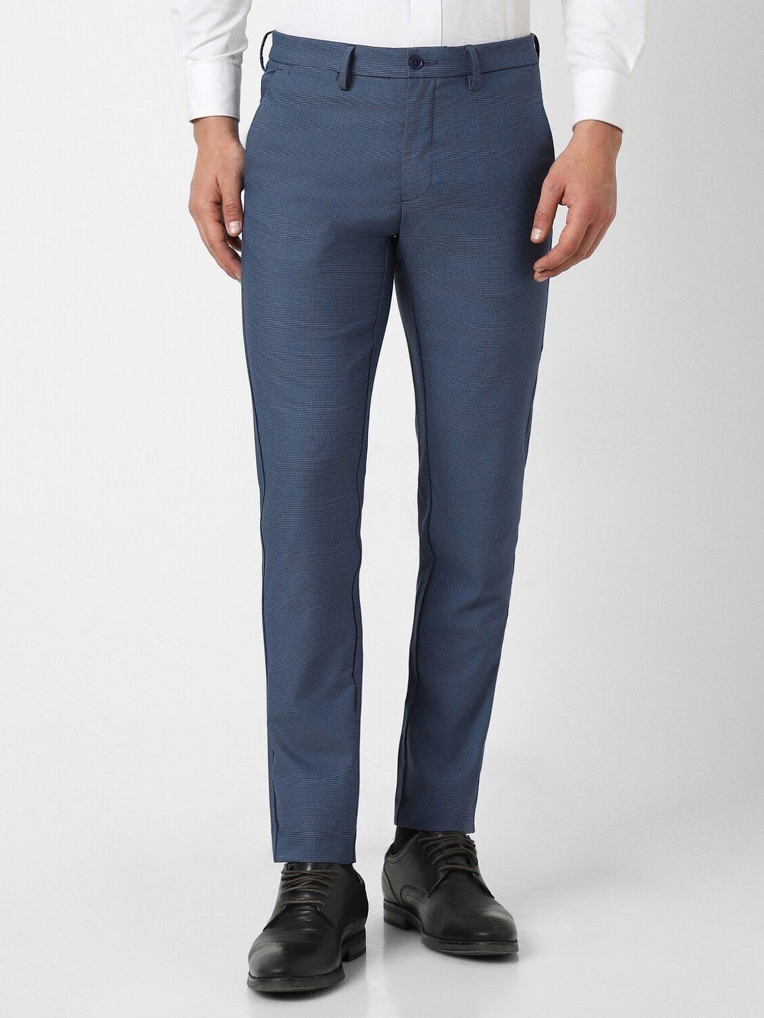 Van Heusen Blue Slim Fit Checks Trousers