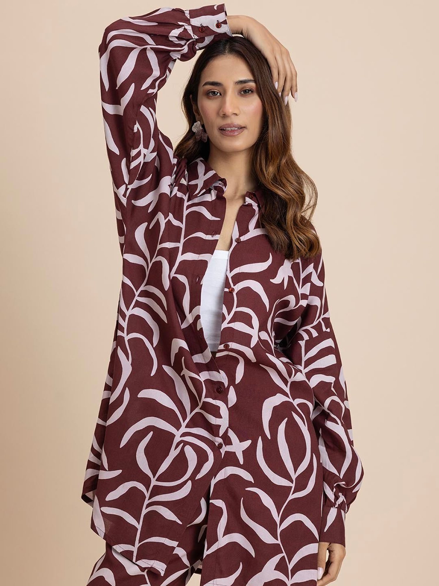 Moomaya Maroon Printed Co-Ord Set